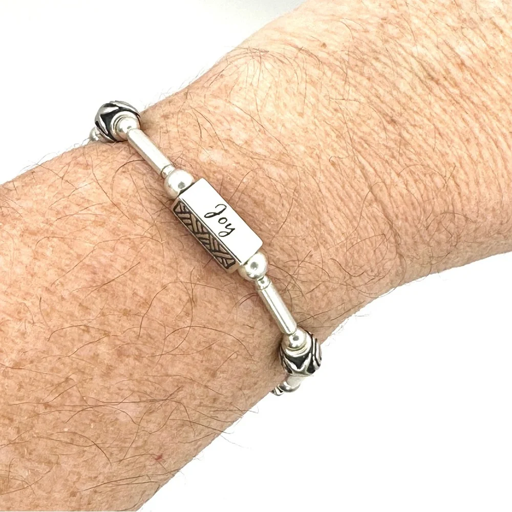 Silpada Retired B1913 Sterling Silver “Hope, Joy, Dream” Bead Bracelet